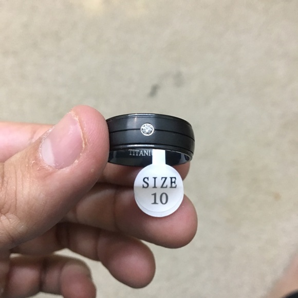 8mm Matt Black Titanium Ring with CZ Size 9-11 - Picture 8 of 8